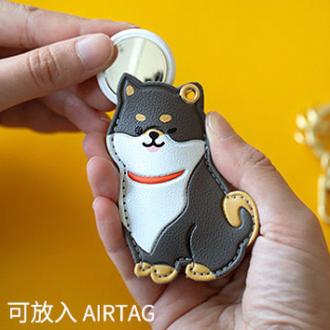 柴犬皮革磁扣卡套鑰匙圈   