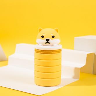 柴犬伸縮矽膠筆袋