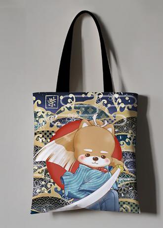 柴犬大學 - 柴老大Shibaniki 棉質帆布包 直式A4可裝 有拉鍊        